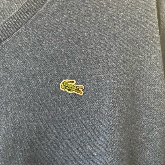Lacoste mens sweater. V Neck. Grey/Blue. Size 6 or XL American - Picture 2 of 4